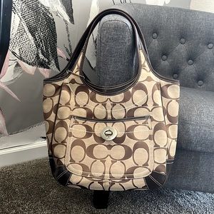 Brown Coach tote purse large size